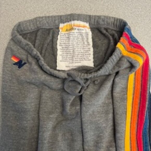 Aviator Nation Gray Joggers with 5 Multicolor Stripe Size Large - Picture 4 of 7